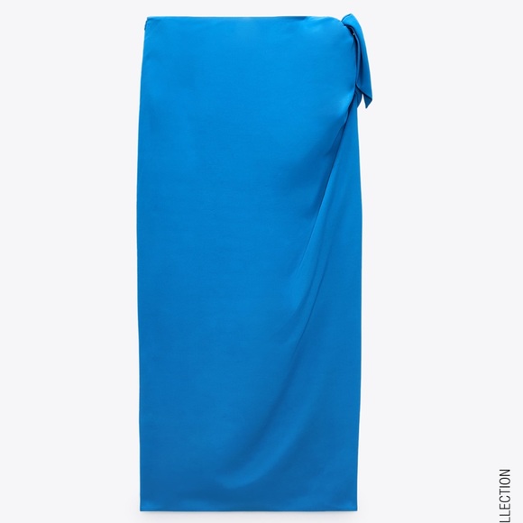 ZARA High Waisted Pareo Knot Skirt Blue - Picture 11 of 12